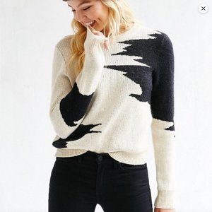 Glitchcore Urban Outfitters Ecoté Cream and Black Sweater, S